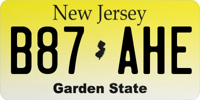NJ license plate B87AHE