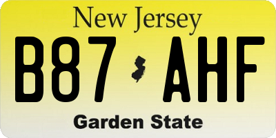 NJ license plate B87AHF