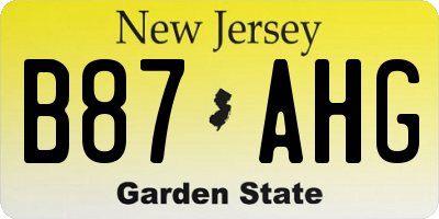 NJ license plate B87AHG