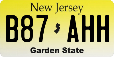 NJ license plate B87AHH