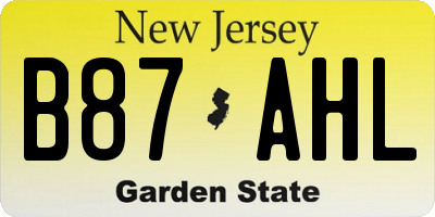 NJ license plate B87AHL