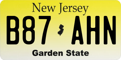 NJ license plate B87AHN