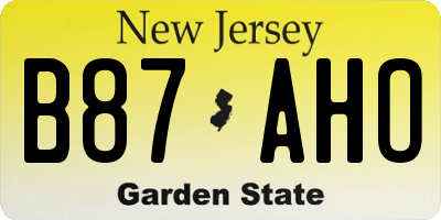 NJ license plate B87AHO