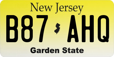 NJ license plate B87AHQ