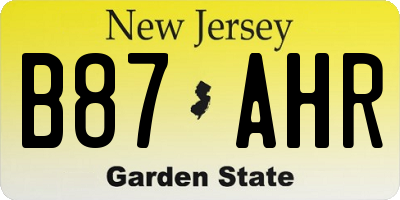 NJ license plate B87AHR