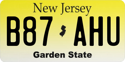 NJ license plate B87AHU