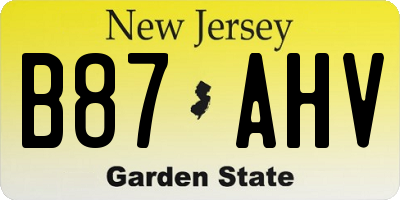 NJ license plate B87AHV