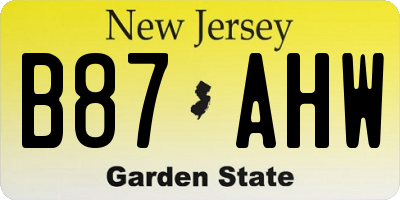 NJ license plate B87AHW