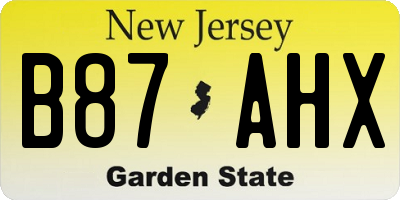 NJ license plate B87AHX