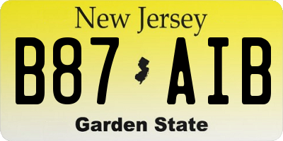 NJ license plate B87AIB