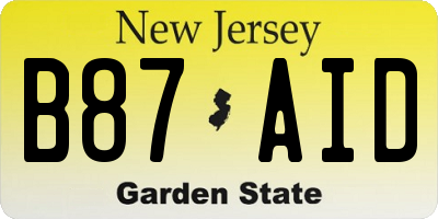 NJ license plate B87AID