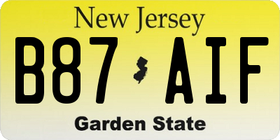 NJ license plate B87AIF