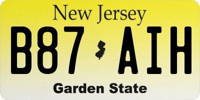 NJ license plate B87AIH