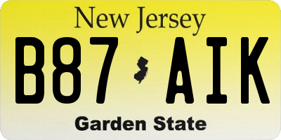 NJ license plate B87AIK