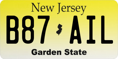 NJ license plate B87AIL