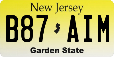 NJ license plate B87AIM