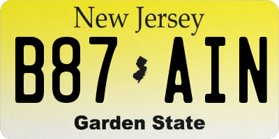 NJ license plate B87AIN