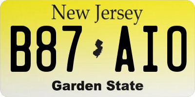 NJ license plate B87AIO