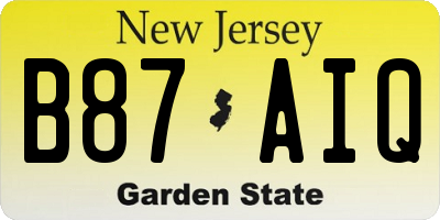 NJ license plate B87AIQ