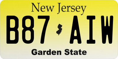NJ license plate B87AIW
