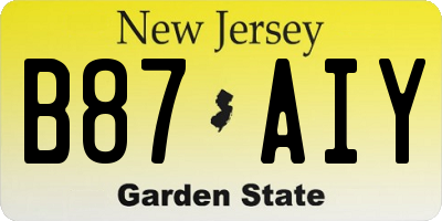 NJ license plate B87AIY