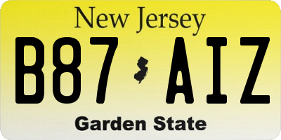 NJ license plate B87AIZ