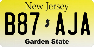 NJ license plate B87AJA
