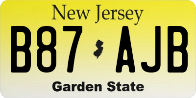 NJ license plate B87AJB