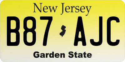 NJ license plate B87AJC