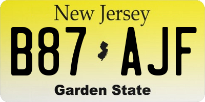 NJ license plate B87AJF