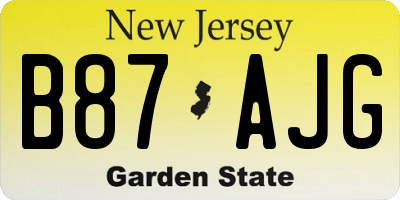 NJ license plate B87AJG