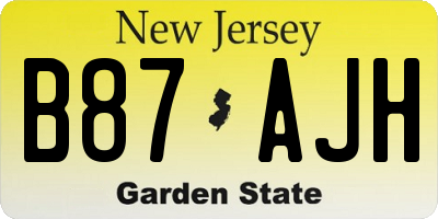 NJ license plate B87AJH