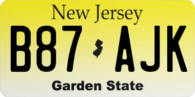NJ license plate B87AJK
