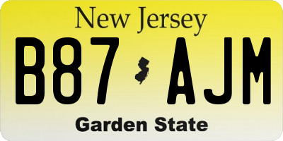 NJ license plate B87AJM