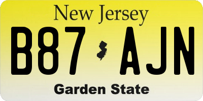 NJ license plate B87AJN