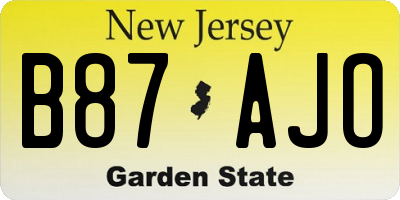 NJ license plate B87AJO