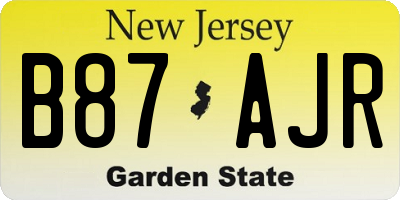 NJ license plate B87AJR