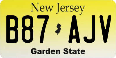 NJ license plate B87AJV