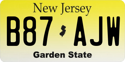 NJ license plate B87AJW