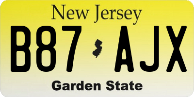 NJ license plate B87AJX