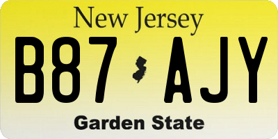NJ license plate B87AJY