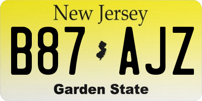 NJ license plate B87AJZ
