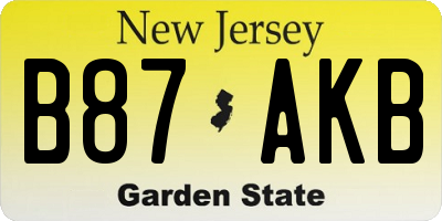 NJ license plate B87AKB