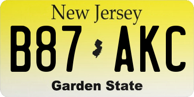 NJ license plate B87AKC