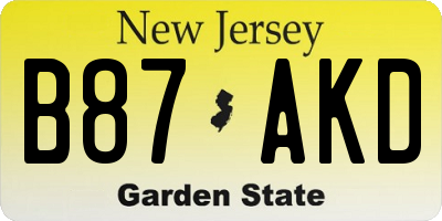 NJ license plate B87AKD