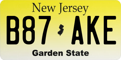 NJ license plate B87AKE