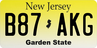 NJ license plate B87AKG