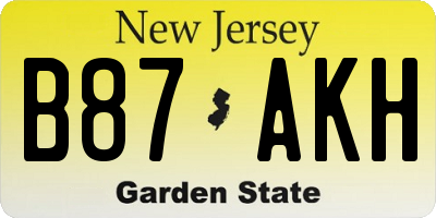 NJ license plate B87AKH