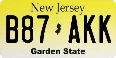 NJ license plate B87AKK