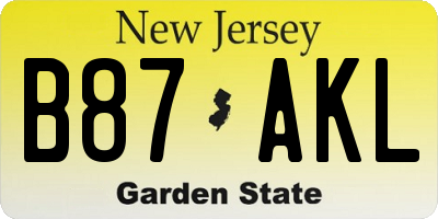 NJ license plate B87AKL